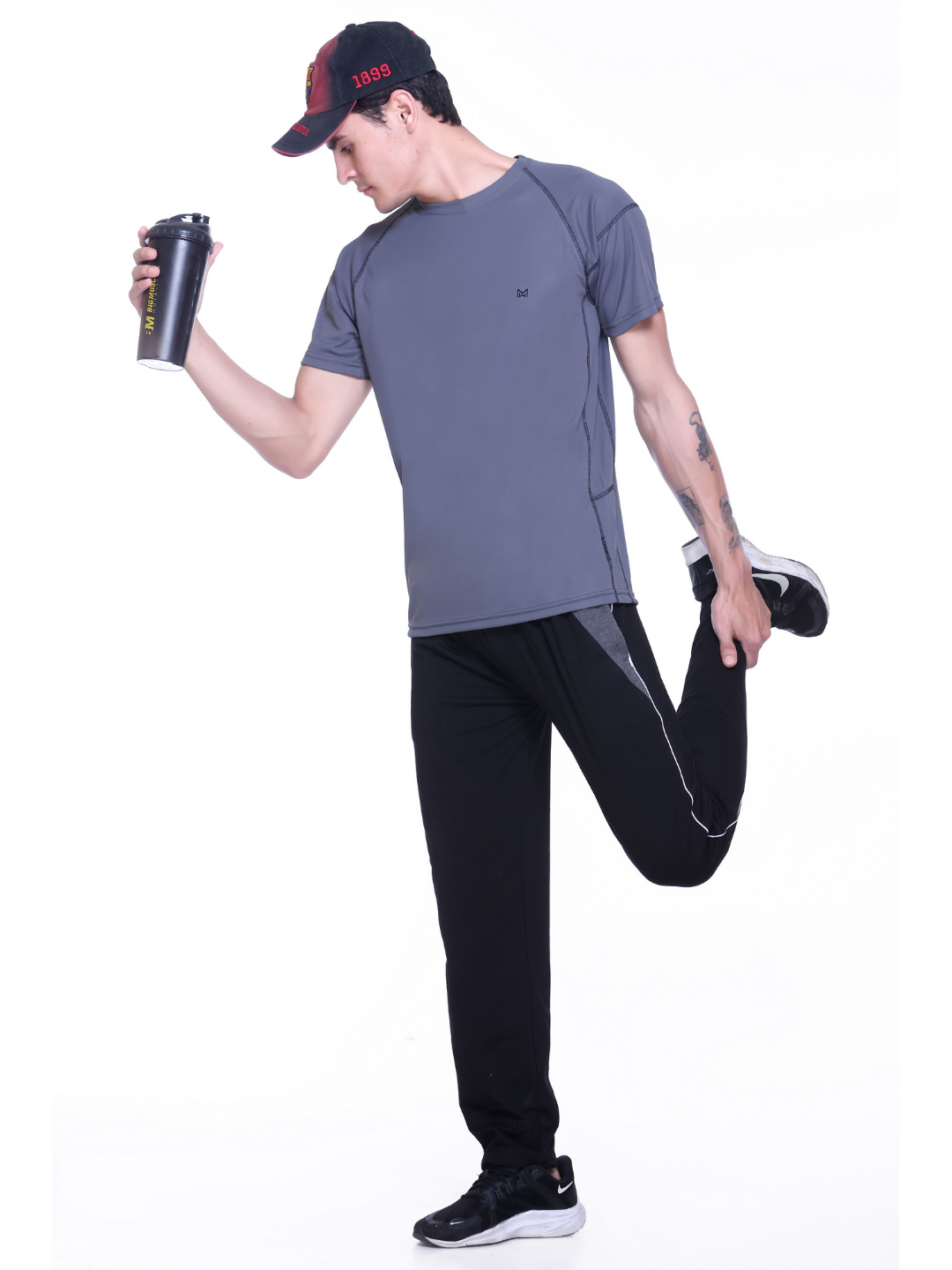 White Moon Gym T Shirt for Men Workout (Grey)