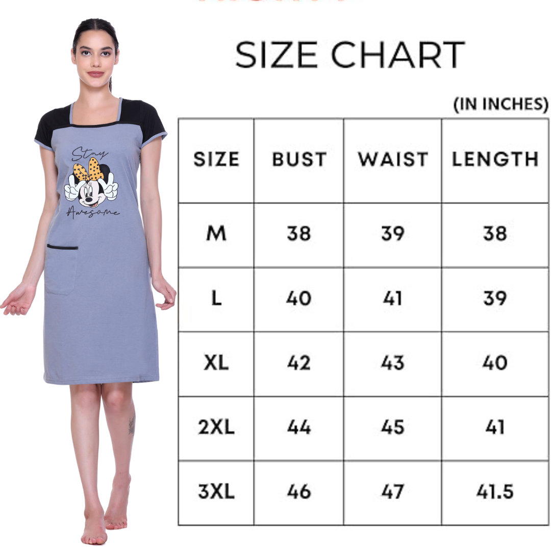 White Moon Women Red Nighty Printed Knee Length Night Dress Sleeveless Night Dresses