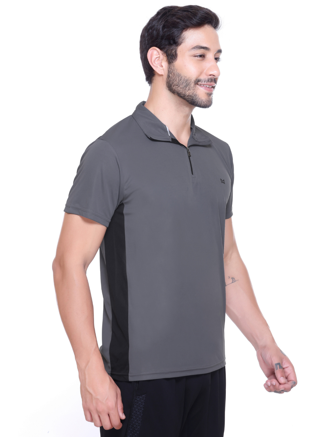White Moon Gym T Shirt for Men Workout - Running, Dryfit Tshirt for Men (Grey)