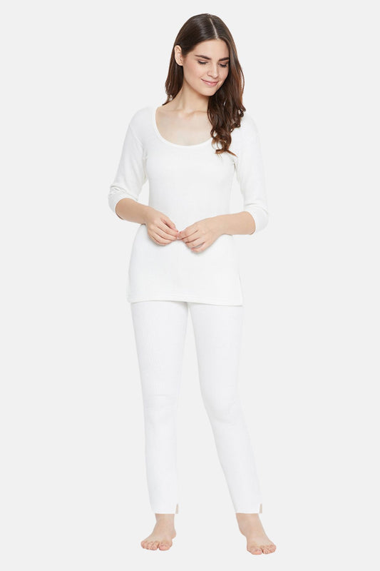 Zimfit Women's White Full Sleeves Thermal Set