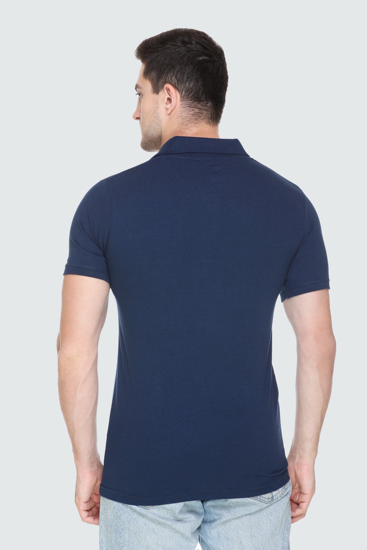 White Moon Cotton Solid Regular Fit Polo Tshirt Men (Navy) whitemoon.in