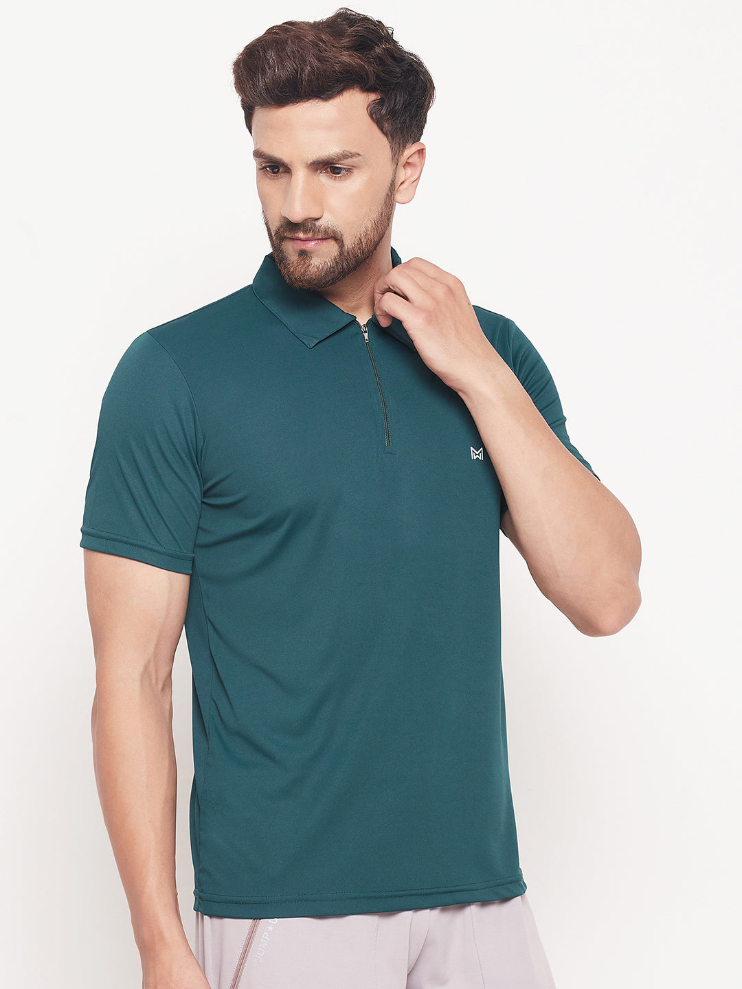 White Moon Dry fit Collar Sports Tshirt for men (Green) whitemoon.in