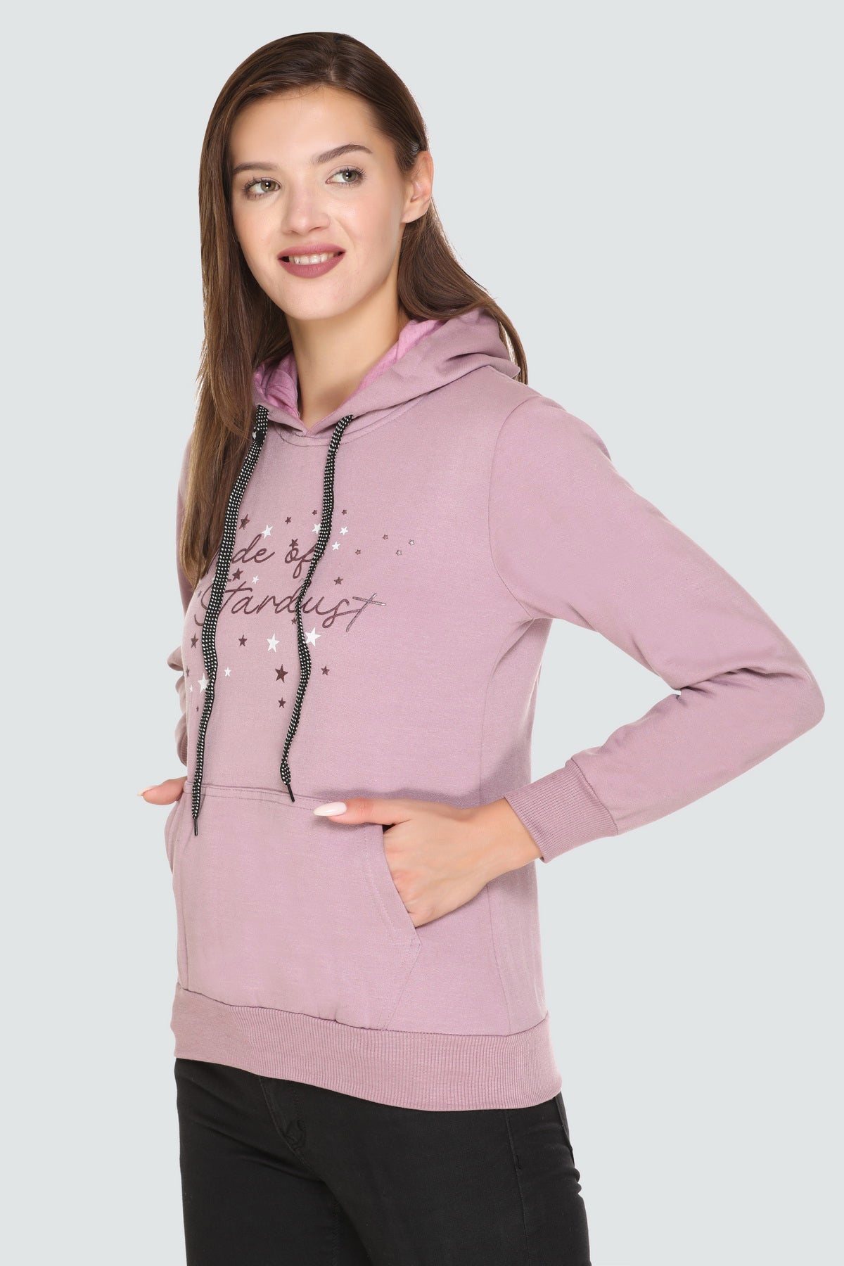 White Moon Hoodie Printed Casual/Sports Sweatshirt for women (Lavender) whitemoon.in