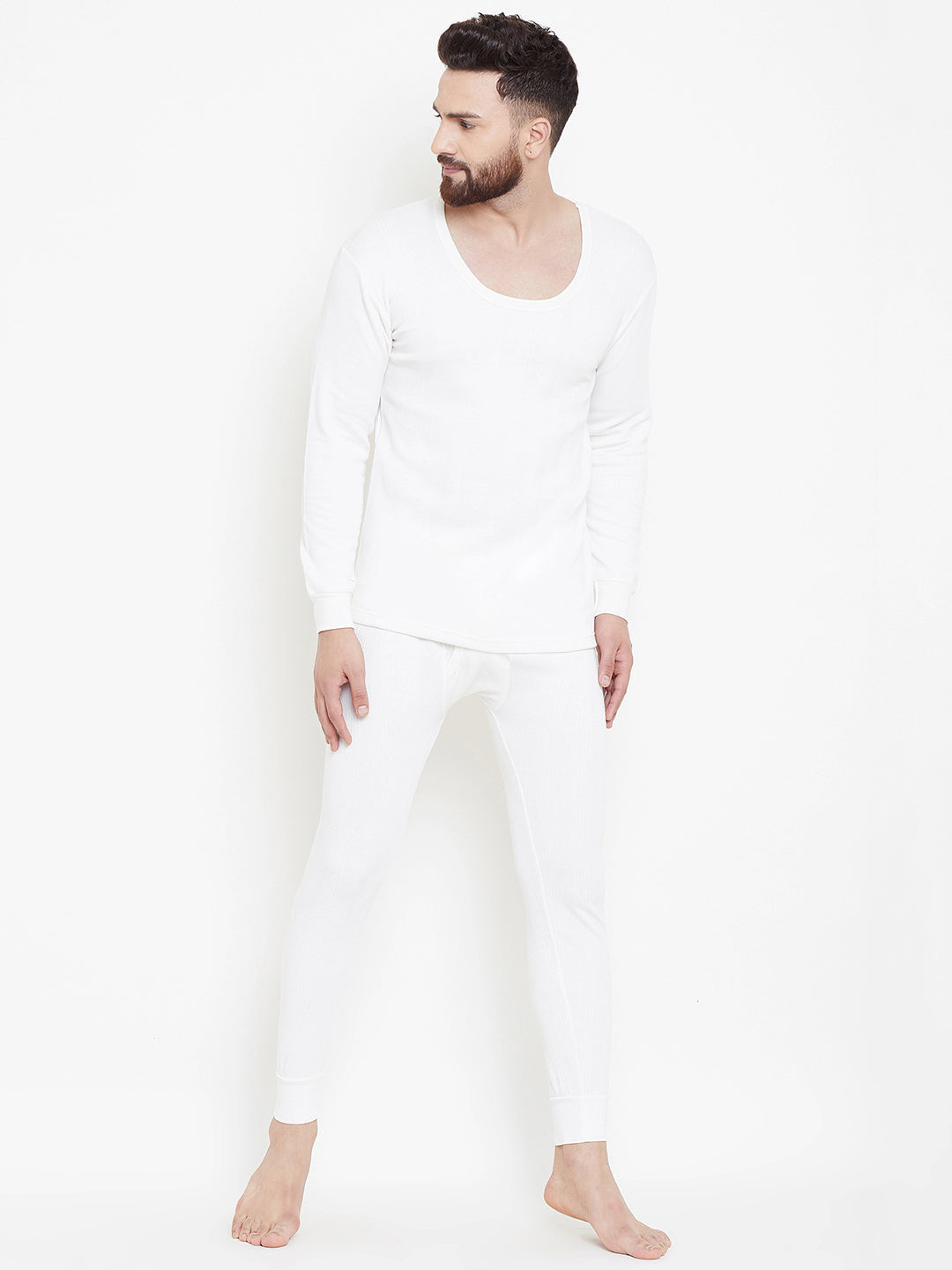 Zimfit Men's White Full Sleeves Thermal Set whitemoon.in