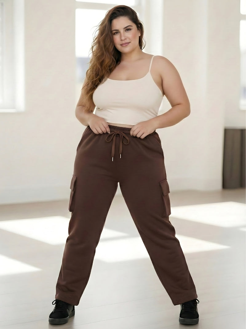 Functional 4 Pockets Cargo Plus Size Pants