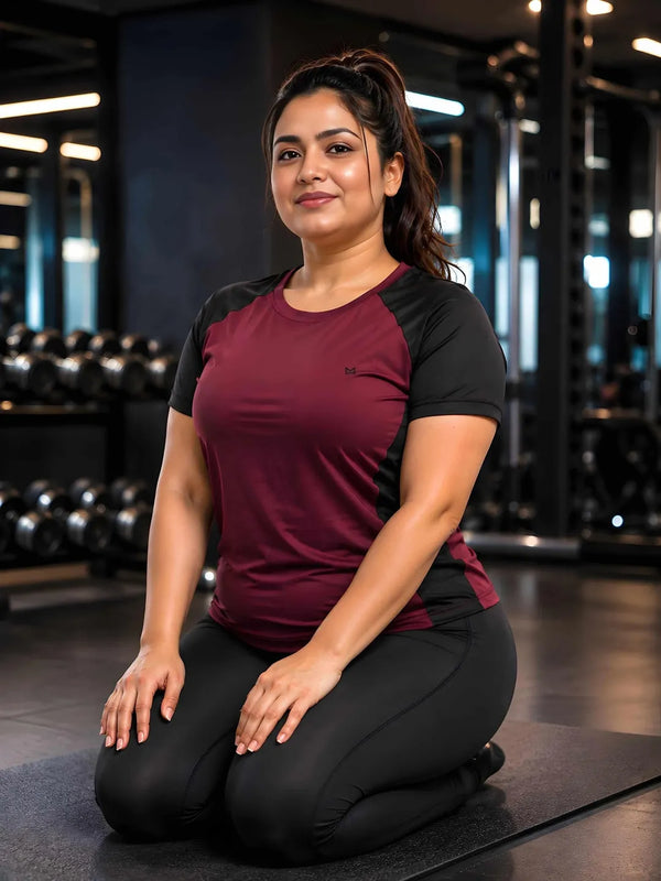 Momentum Series Plus Size Color Blocked Gym Performance Tshirt
