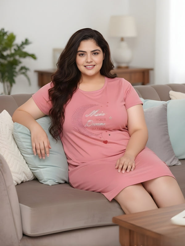 Comfort Night Wear Series Plus Size Printed Night Dress