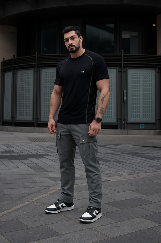 White Moon Gym T Shirt for Men Workout (Black)