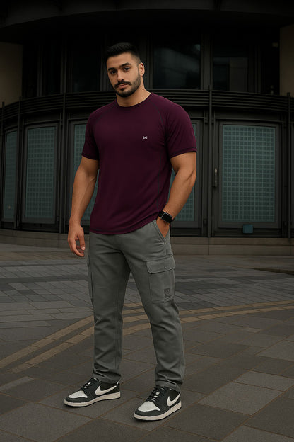 White Moon Gym T Shirt for Men Workout (Maroon)