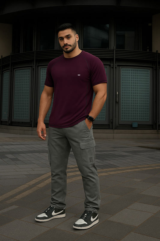 White Moon Gym T Shirt for Men Workout (Maroon)