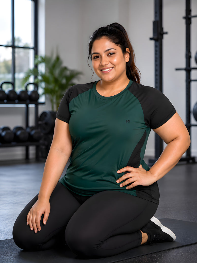 Momentum Series Plus Size Color Blocked Gym Performance Tshirt