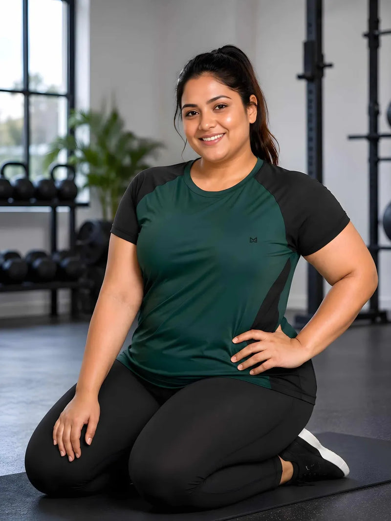Momentum Series Plus Size Color Blocked Gym Performance Tshirt