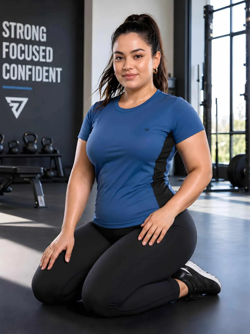 Momentum Series Plus Size Color Blocked Gym Performance Tshirt