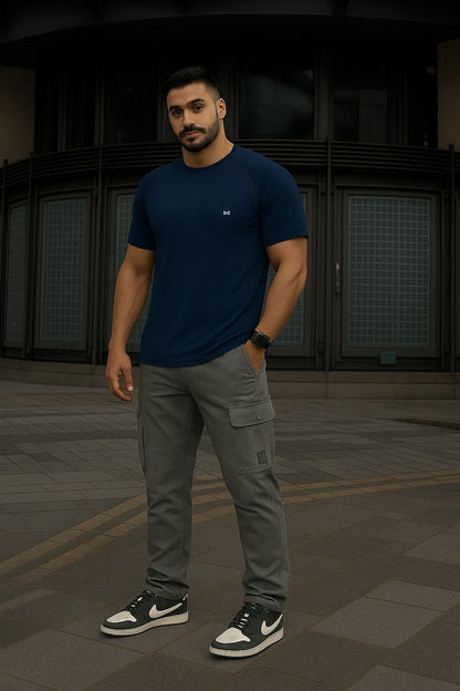 White Moon Gym T Shirt for Men Workout (Airforce)
