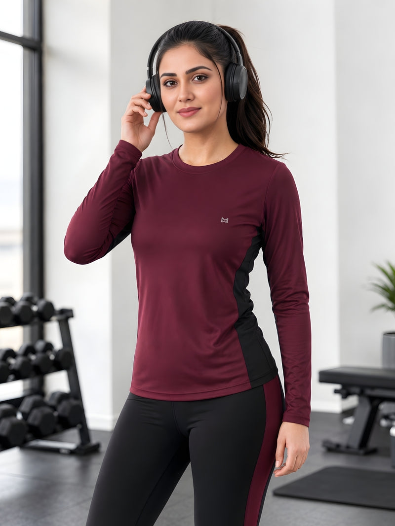 Momentum Series Color Blocked Full Sleeves Gym Performance Tshirt