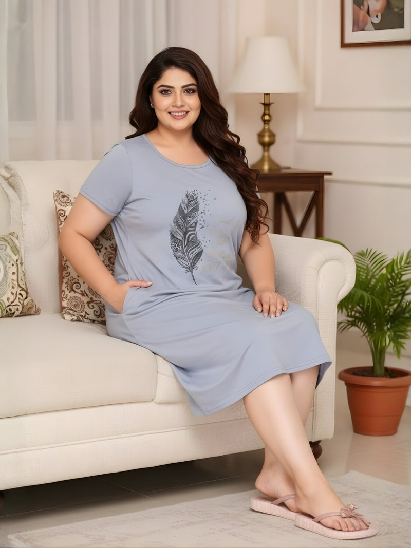 Comfort Night Wear Series Plus Size Printed Night Dress