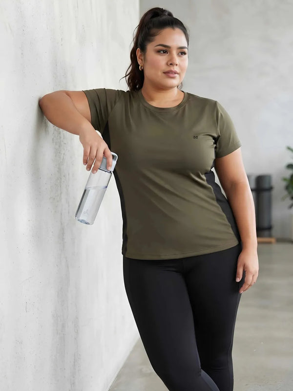 Momentum Series Plus Size Color Blocked Gym Performance Tshirt