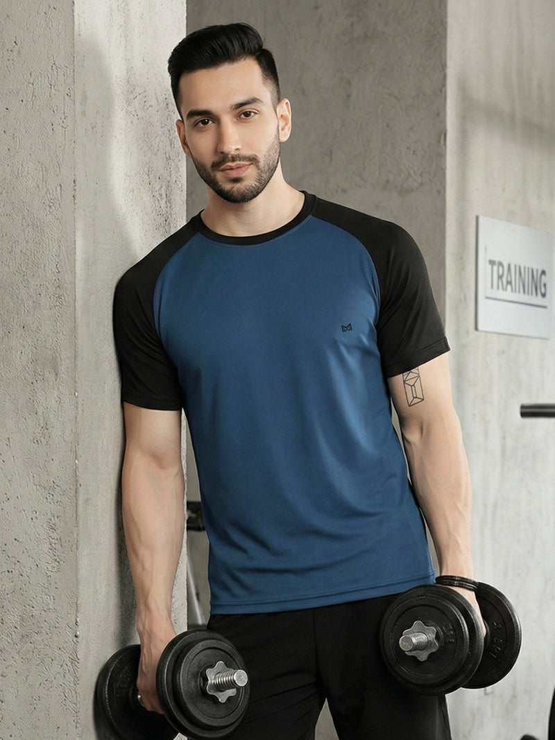 Men Workout Series Relgan Half Sleeve Air Force Gym T-shirt