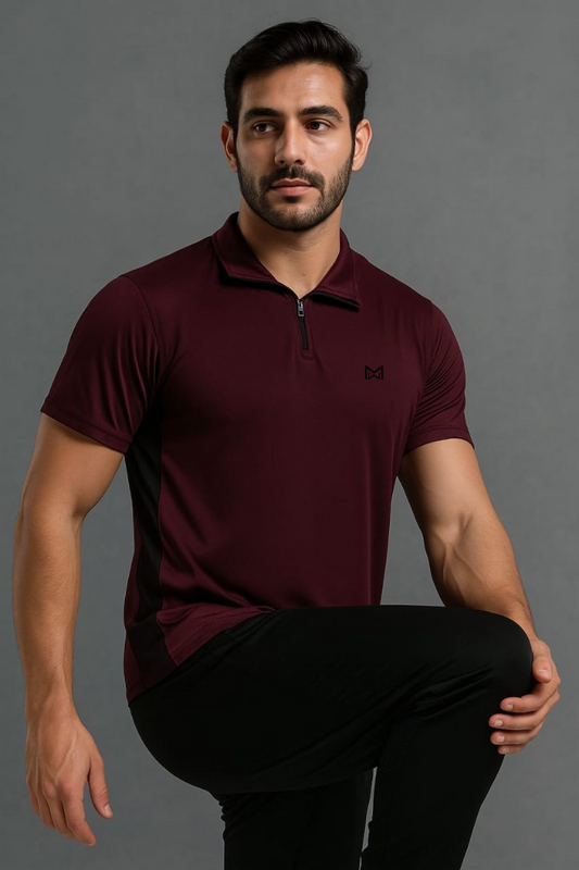 White Moon Gym T Shirt for Men Workout - Running, Dryfit Tshirt for Men (Maroon)