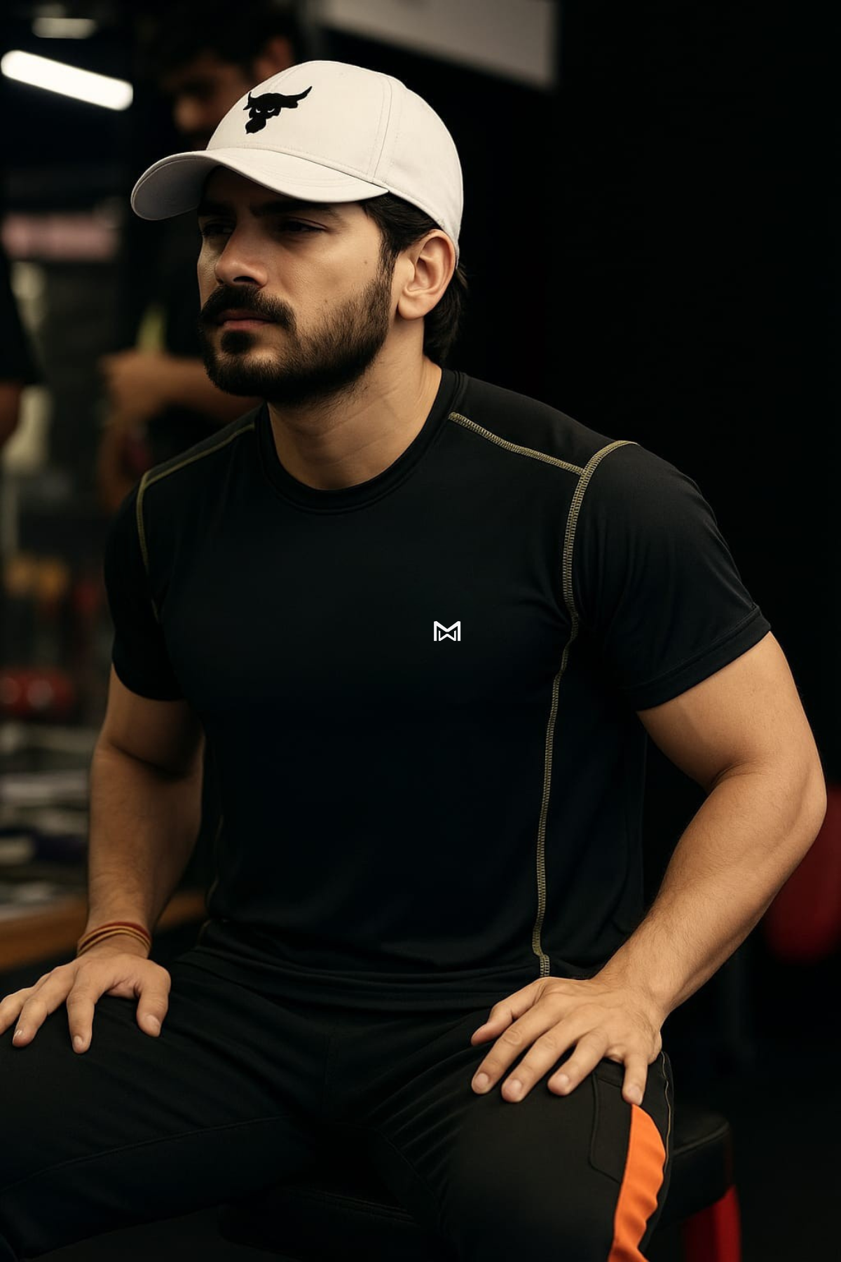 White Moon Gym T Shirt for Men Workout (Black)