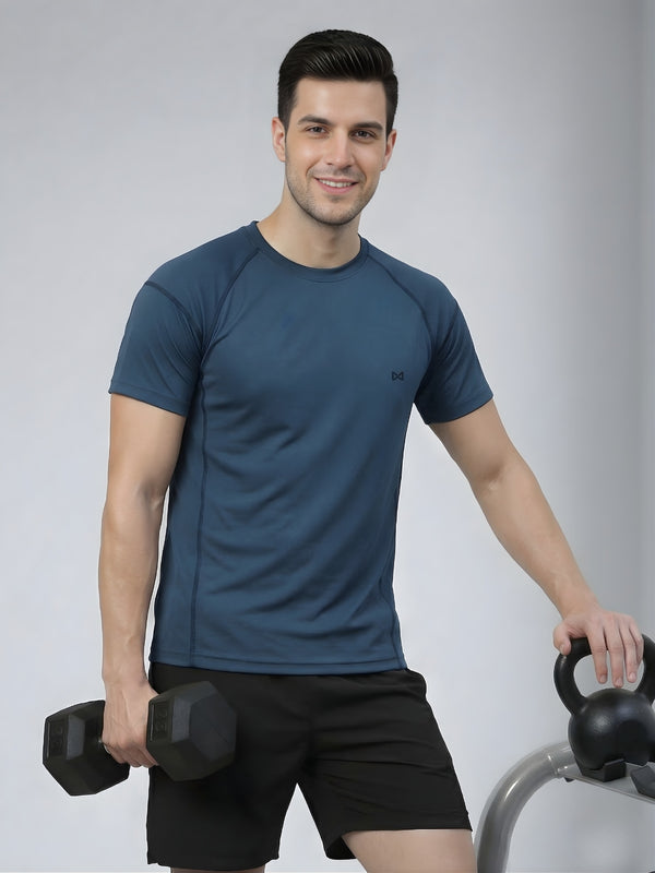 Men Workout Series Gym Contrast Sticthing T-shirt