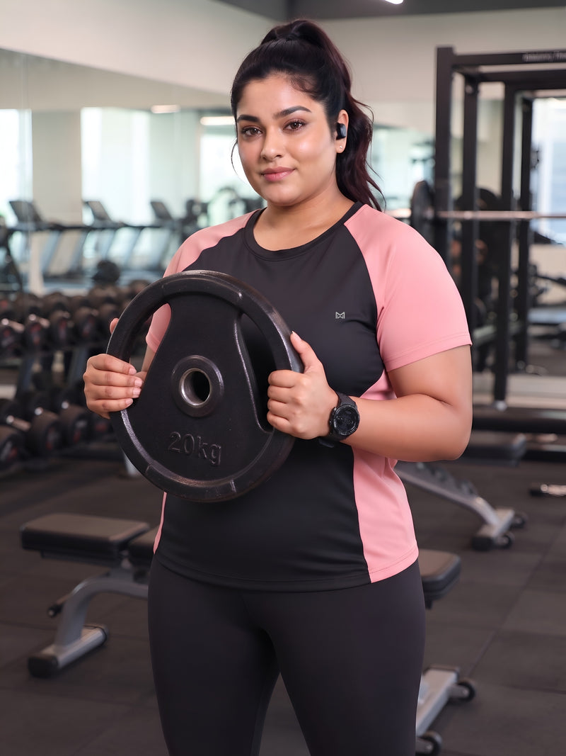 Momentum Series Plus Size Color Blocked Gym Performance Tshirt