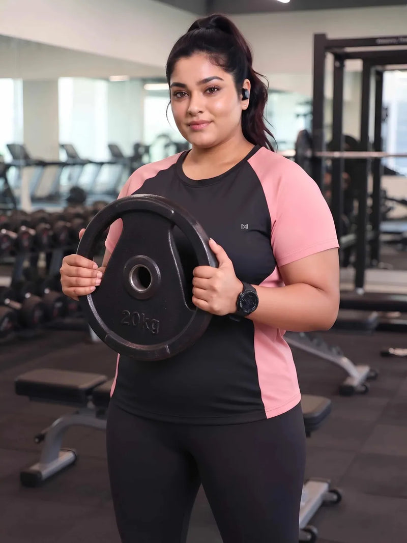 Momentum Series Plus Size Color Blocked Gym Performance Tshirt