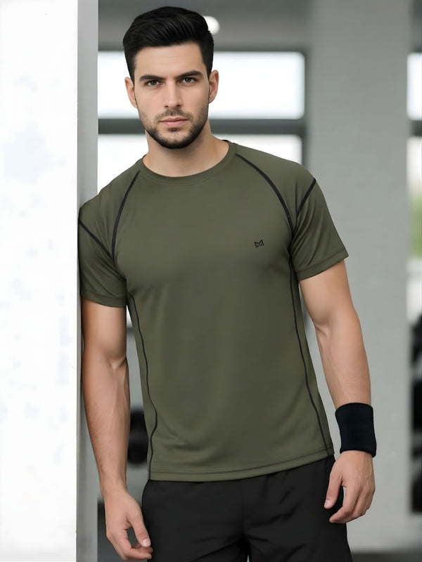 Men Workout Series Gym Contrast Sticthing T-shirt