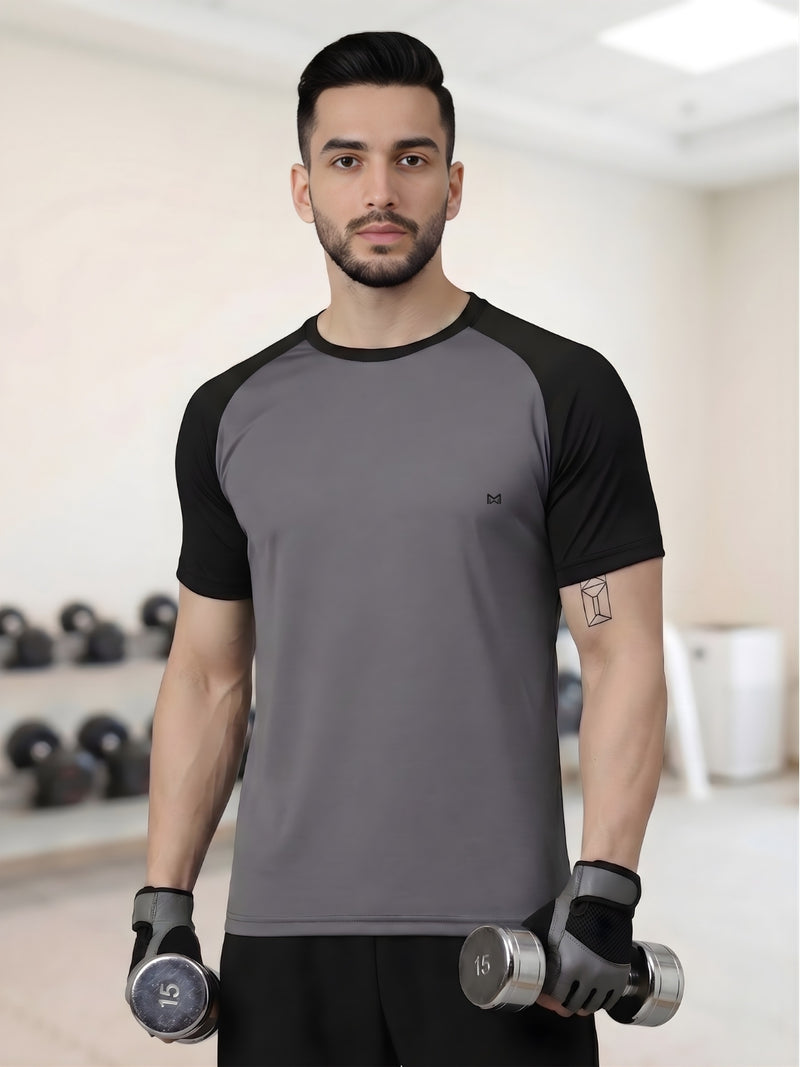 Men Workout Series Relgan Half Sleeve Grey Gym T-shirt