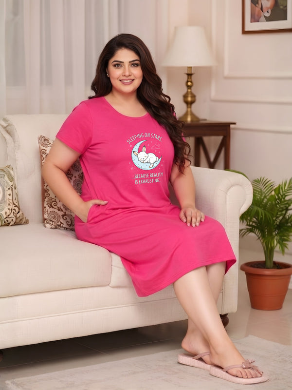 Comfort Night Wear Series Plus Size Printed Night Dress