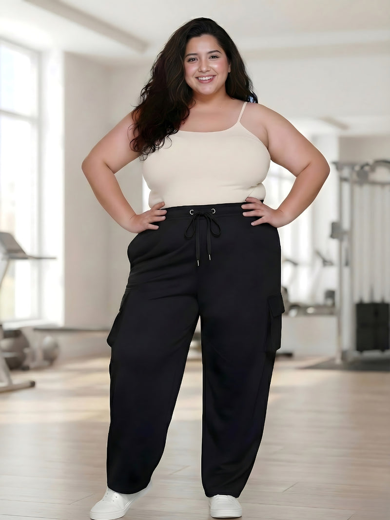 Functional 4 Pockets Cargo Plus Size Pants