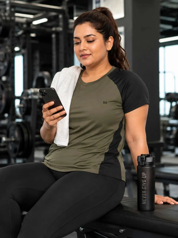 Momentum Series Plus Size Color Blocked Gym Performance Tshirt
