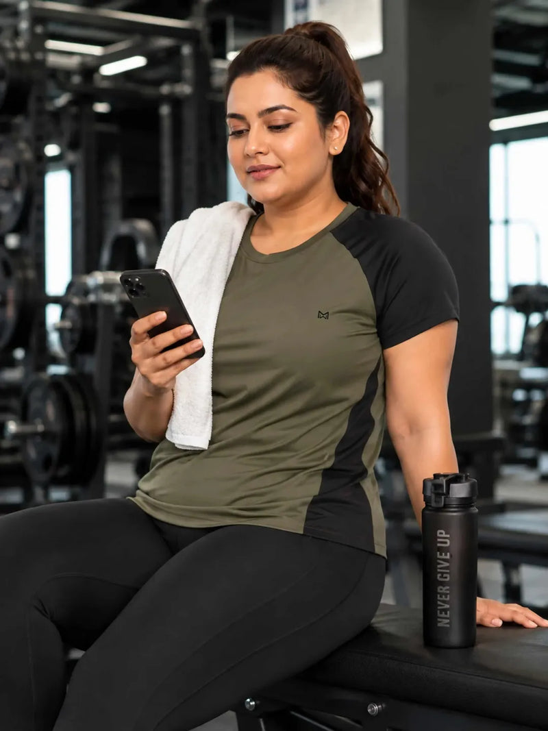 Momentum Series Plus Size Color Blocked Gym Performance Tshirt