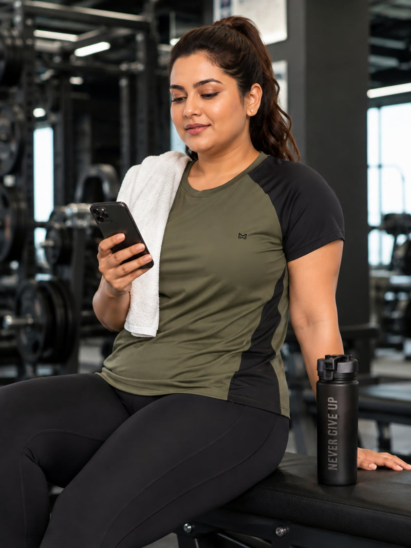 Momentum Series Plus Size Color Blocked Gym Performance Tshirt