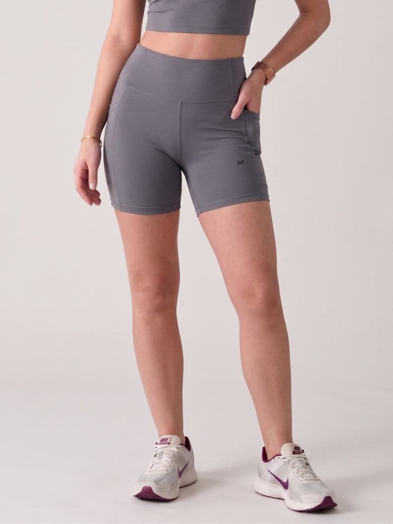 White Moon Ultra Momentum Series High Waist Grey Shorts