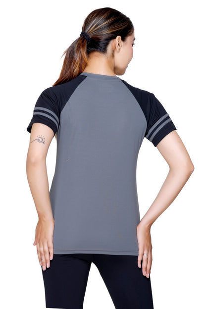 White Moon Women's Dry Fit Polyester T-Shirt (Grey)