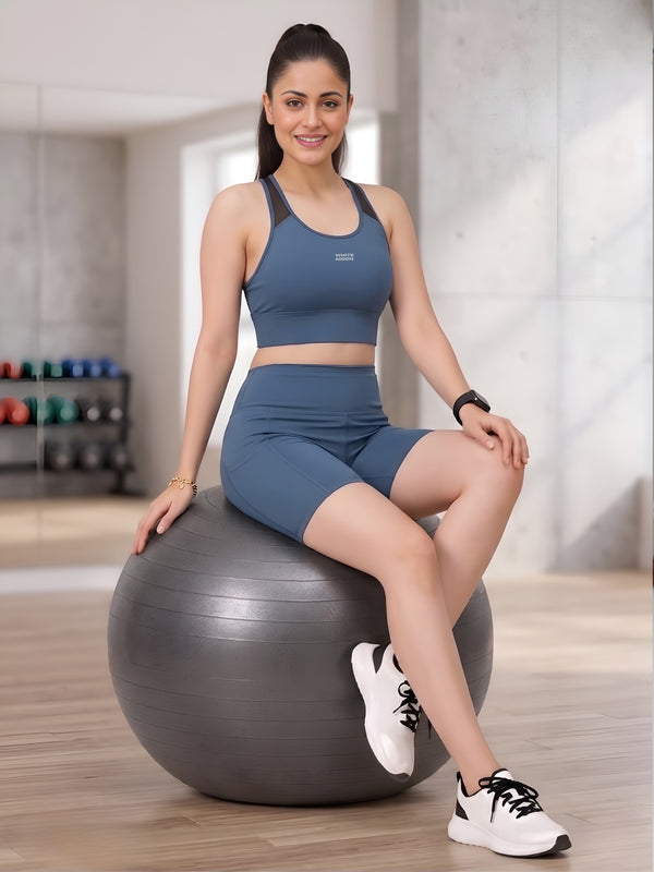 White Moon Ultra Momentum Series Airforce Sports Bra with Shorts Co-Ord Set