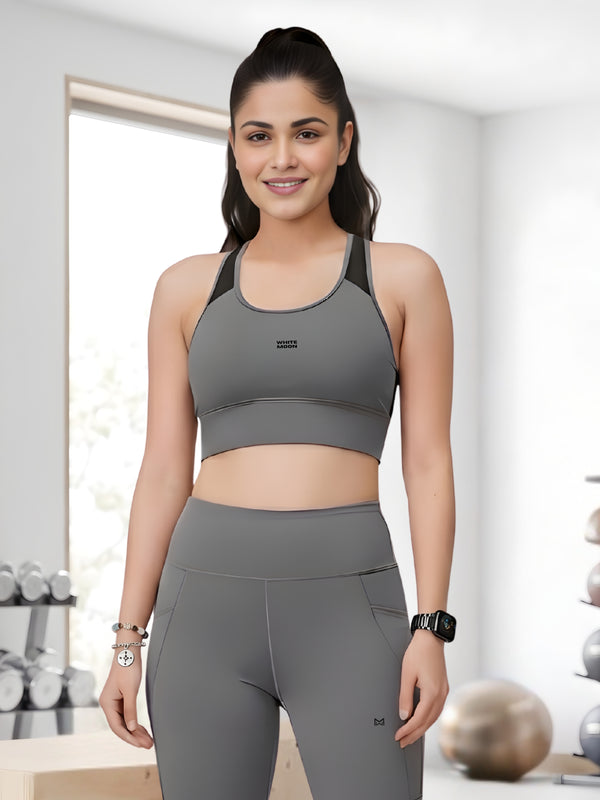 White Moon Ultra Momentum Series Grey Sports Bra