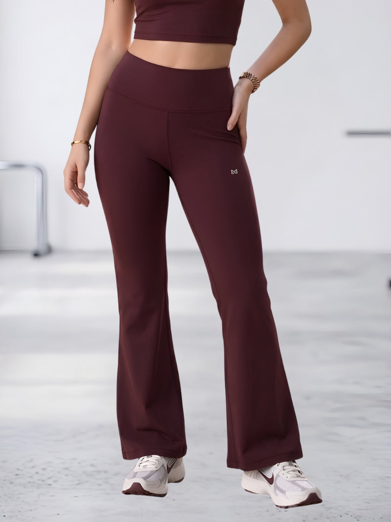 White Moon Ultra Momentum Series Flared Mehroon High Waist Pants