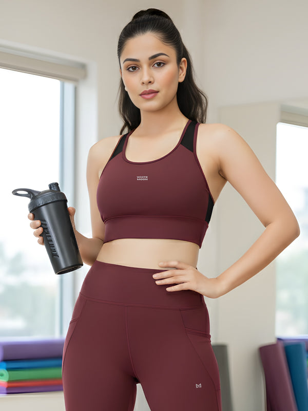 White Moon Ultra Momentum Series Mehroon Sports Bra