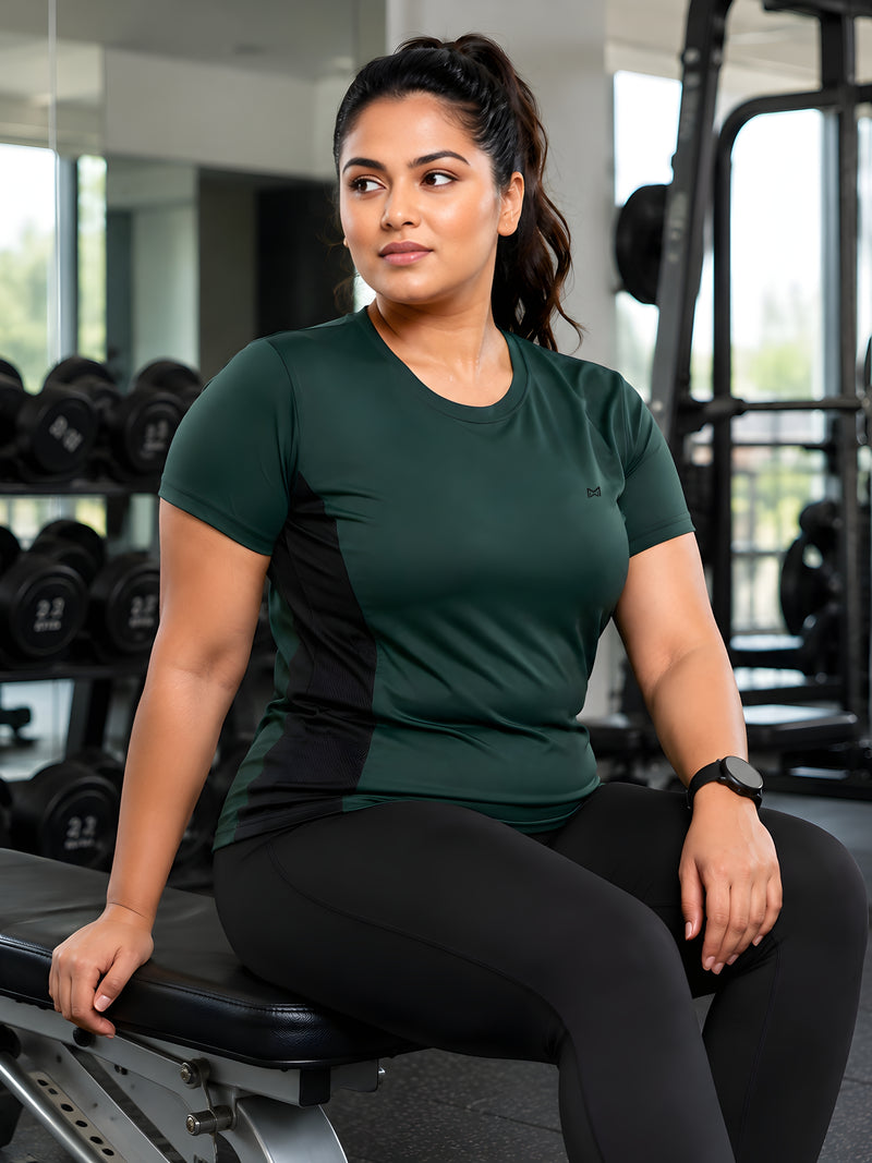 Momentum Series Plus Size Color Blocked Gym Performance Tshirt