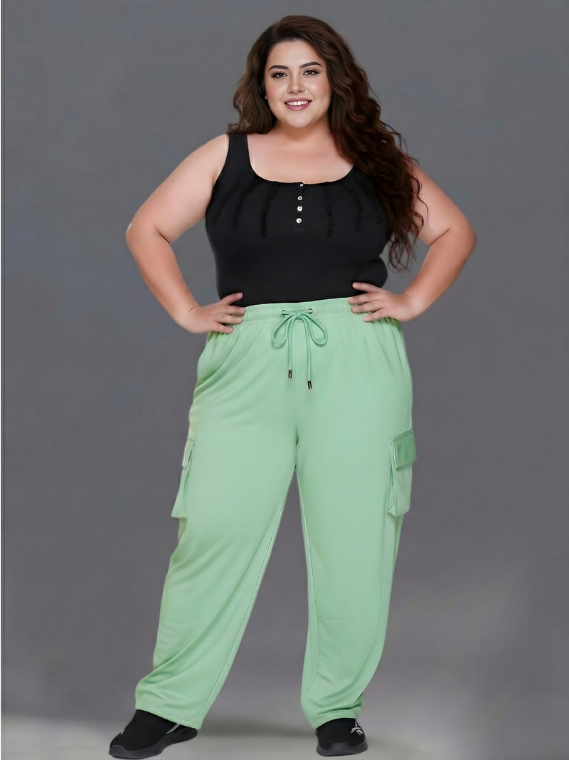 Functional 4 Pockets Cargo Plus Size Pants