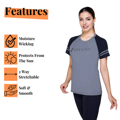 White Moon Women's Dry Fit Polyester T-Shirt (Grey)