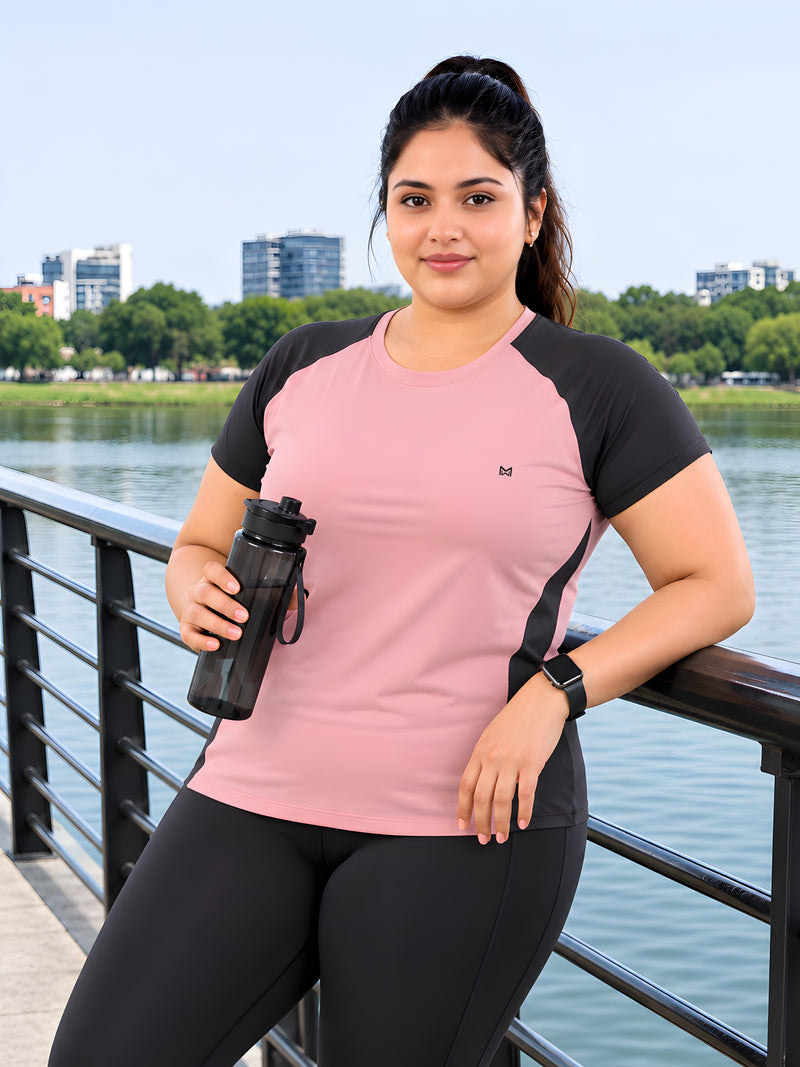 Momentum Series Plus Size Color Blocked Gym Performance Tshirt