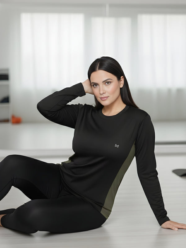 Momentum Series Plus Size Full Sleeves Color Blocked Gym Tshirt