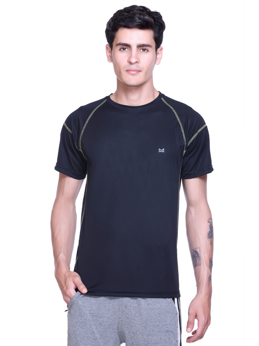 White Moon Gym T Shirt for Men Workout (Black)