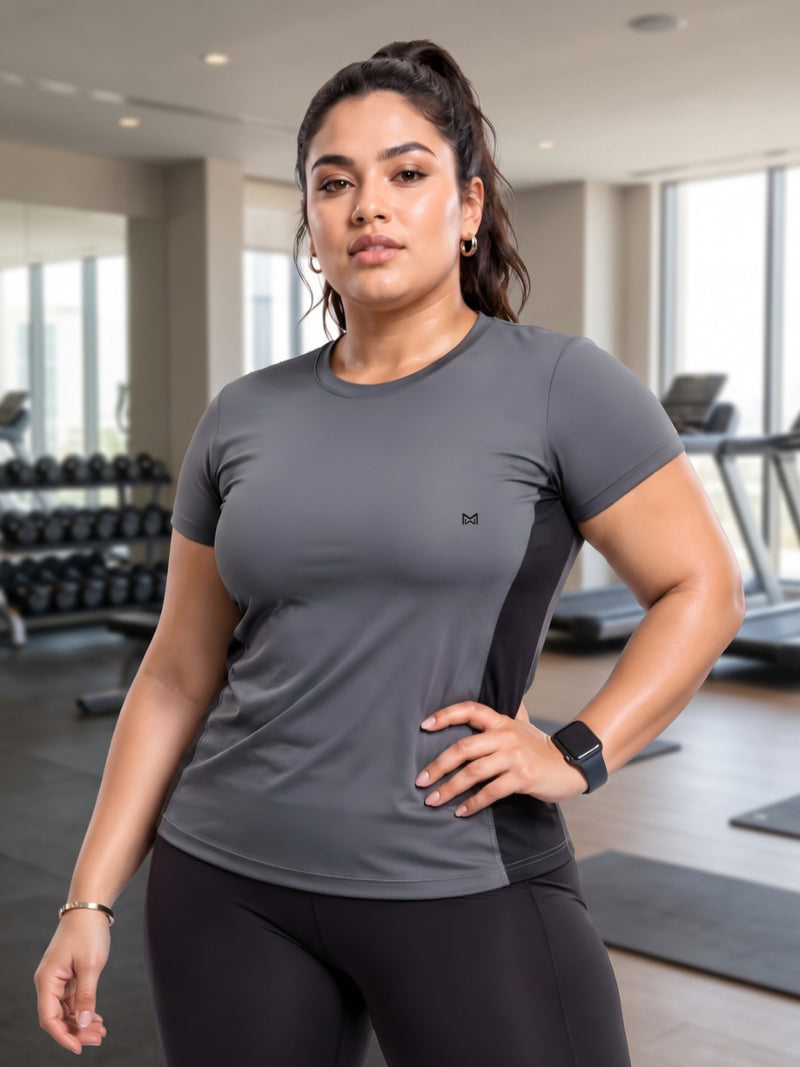 Momentum Series Plus Size Color Blocked Gym Performance Tshirt