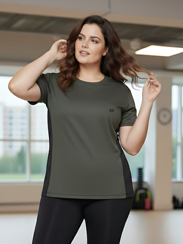 Momentum Series Plus Size Color Blocked Gym Tshirt