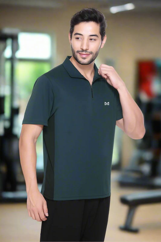 White Moon Gym T Shirt for Men Workout - Running, Dryfit Tshirt for Men (CGreen)