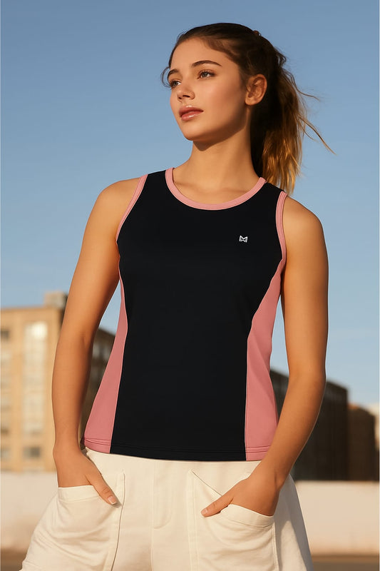 White Moon, Sleeveless Gym T Shirt for Women Workout (Black)